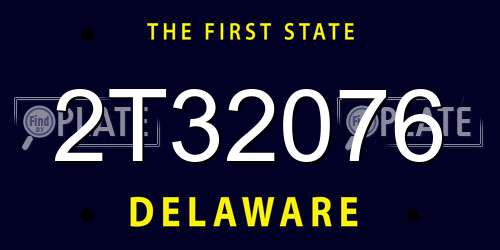 2T32076 Delaware License Plate