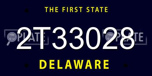2T33028 Delaware License Plate