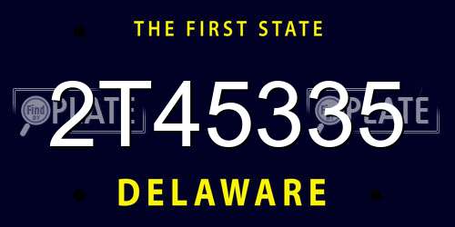 2T45335 Delaware License Plate