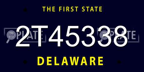 2T45338 Delaware License Plate