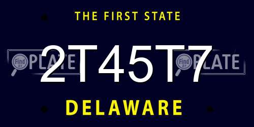 2T45T7 Delaware License Plate