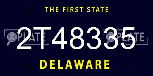 2T48335 Delaware License Plate