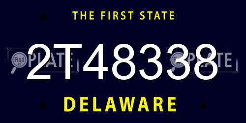 2T48338 Delaware License Plate