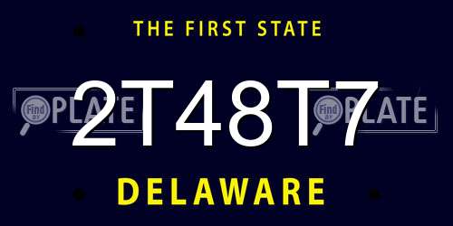 2T48T7 Delaware License Plate