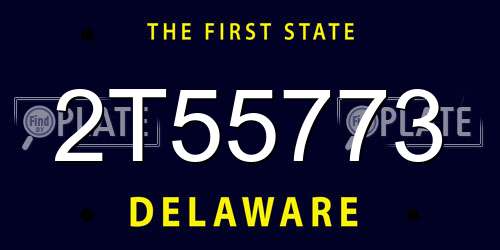 2T55773 Delaware License Plate