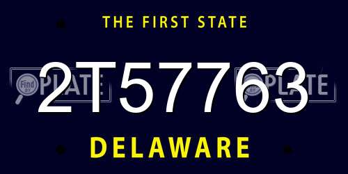 2T57763 Delaware License Plate