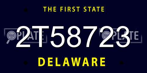 2T58723 Delaware License Plate