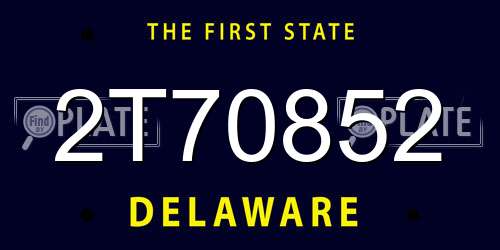 2T70852 Delaware License Plate