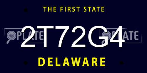 2T72G4 Delaware License Plate