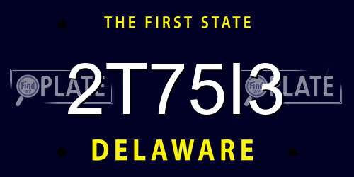 2T75I3 Delaware License Plate