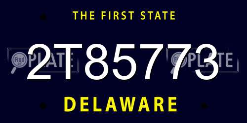 2T85773 Delaware License Plate