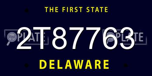2T87763 Delaware License Plate