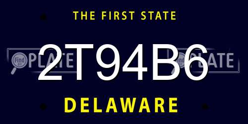 2T94B6 Delaware License Plate