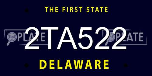 2TA522 Delaware License Plate