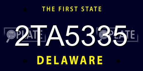 2TA5335 Delaware License Plate