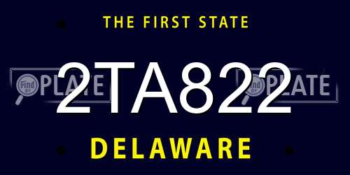 2TA822 Delaware License Plate