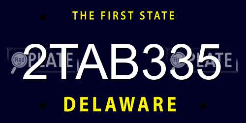2TAB335 Delaware License Plate