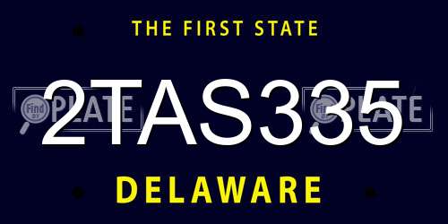 2TAS335 Delaware License Plate