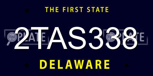 2TAS338 Delaware License Plate