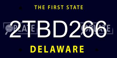 2TBD266 Delaware License Plate