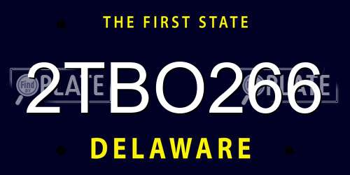 2TBO266 Delaware License Plate