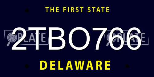 2TBO766 Delaware License Plate