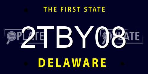2TBY08 Delaware License Plate