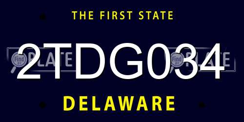 2TDG034 Delaware License Plate