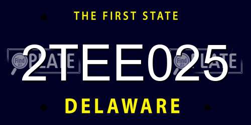 2TEE025 Delaware License Plate