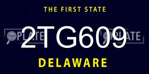 2TG609 Delaware License Plate