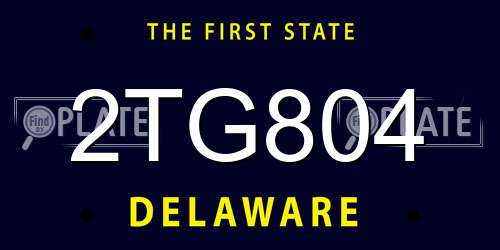 2TG804 Delaware License Plate