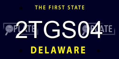 2TGS04 Delaware License Plate