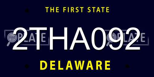 2THA092 Delaware License Plate
