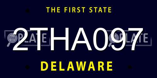 2THA097 Delaware License Plate