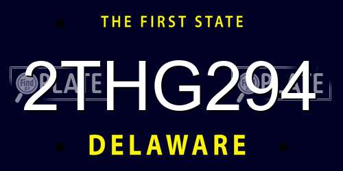 2THG294 Delaware License Plate