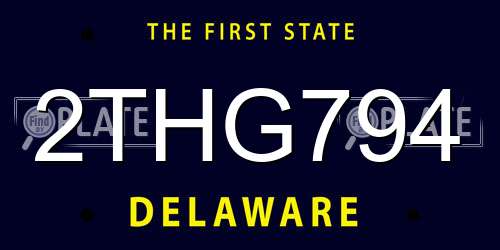2THG794 Delaware License Plate