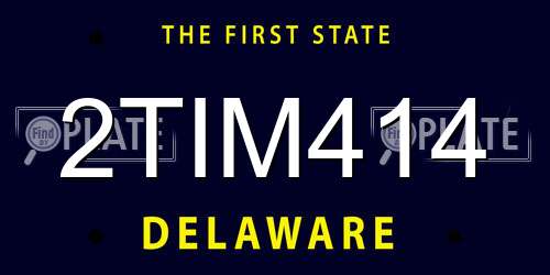 2TIM414 Delaware License Plate