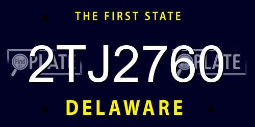 2TJ2760 Delaware License Plate