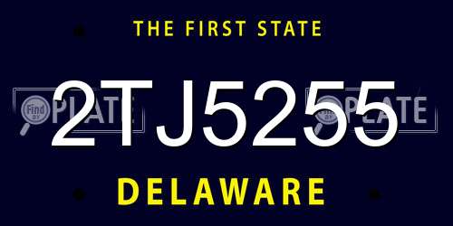 2TJ5255 Delaware License Plate