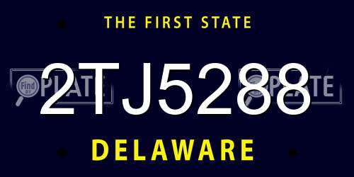 2TJ5288 Delaware License Plate