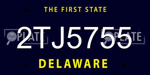 2TJ5755 Delaware License Plate