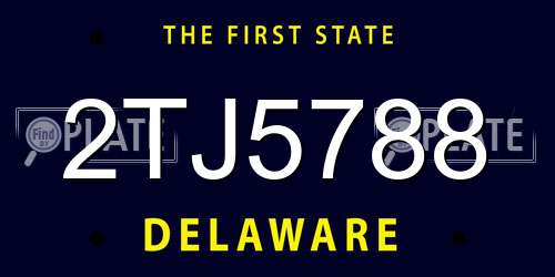 2TJ5788 Delaware License Plate