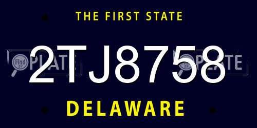 2TJ8758 Delaware License Plate