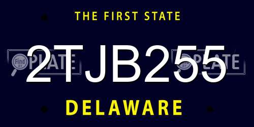 2TJB255 Delaware License Plate