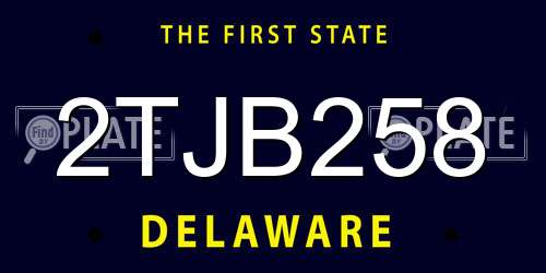2TJB258 Delaware License Plate