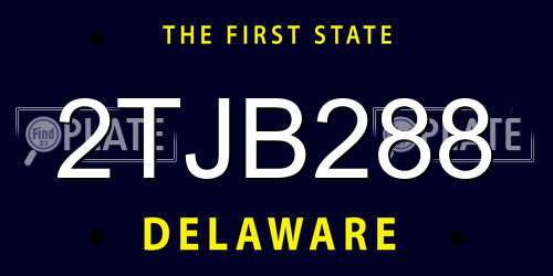 2TJB288 Delaware License Plate