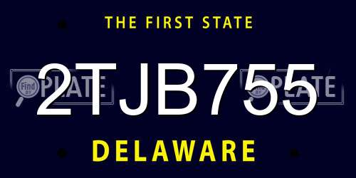 2TJB755 Delaware License Plate