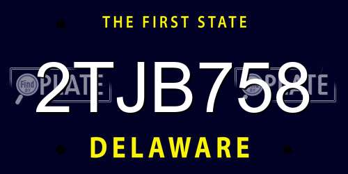 2TJB758 Delaware License Plate