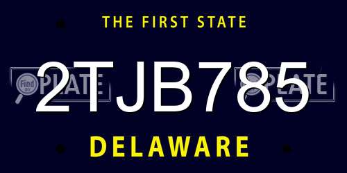 2TJB785 Delaware License Plate