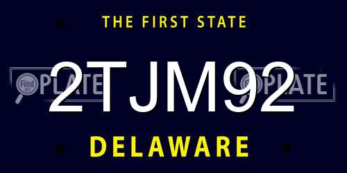 2TJM92 Delaware License Plate